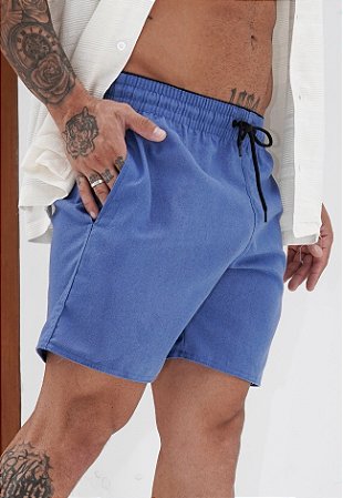 Shorts Linho Azul Porcelana