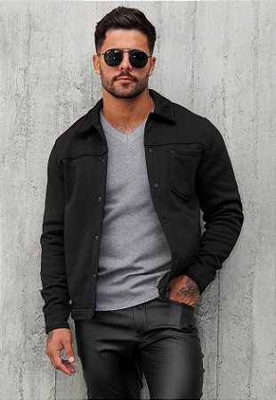 Jaqueta Trucker Bolso Preta