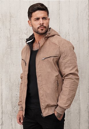 Jaqueta Dupla Face Suede Bege
