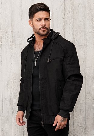 Jaqueta Dupla Face Suede Preta