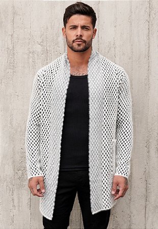 Cardigan Tricot Mousse Xadrez