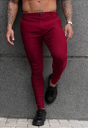 Calça Alfaiataria Skinny Vermelho Marsala