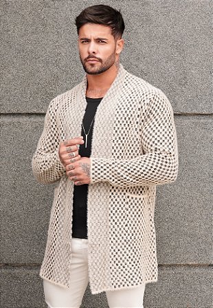 Cardigan Tricot Mousse Xadrez