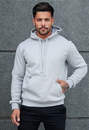 Blusa Moletom Texturizada Cinza Mescla