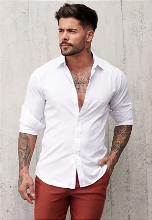 Camisa Manga Longa Tricoline Branca