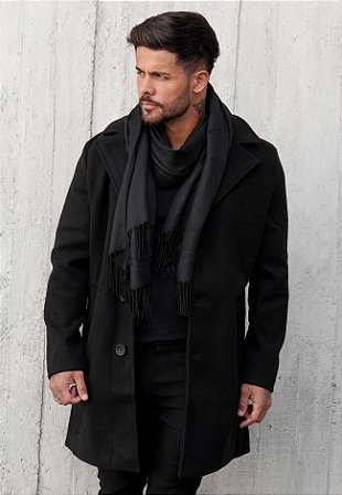 Cardigan Sobretudo Lã Preto