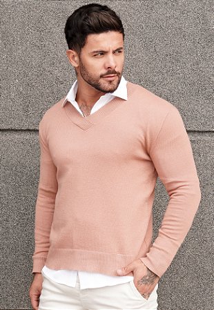 Suéter Tricot Gola V Rosé