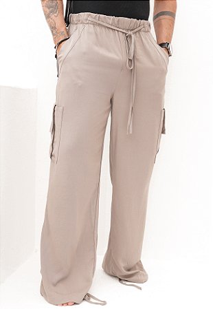 Calça Pantalona Cargo Cinza