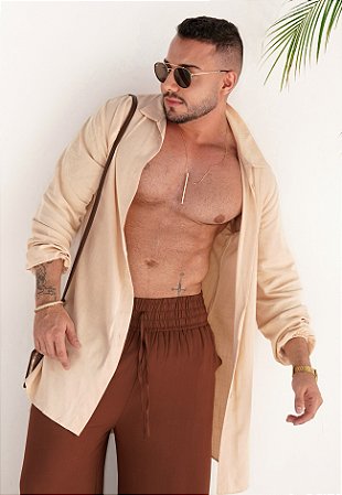 Max Camisa Viscolinho Bege