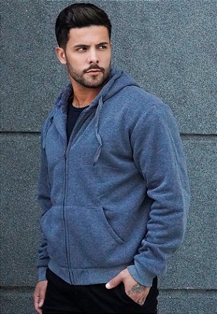 Blusa Moletom Peluciada Cinza