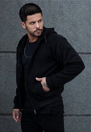 Blusa Moletom Peluciada Preta