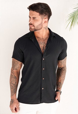 Camisa Linho Preta
