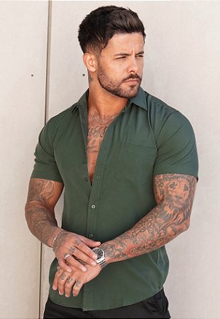 Camisa Social Verde Militar