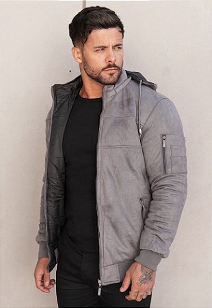 Jaqueta Suede Cinza Grafite