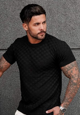 Blusa Tricot Texturizada Preta