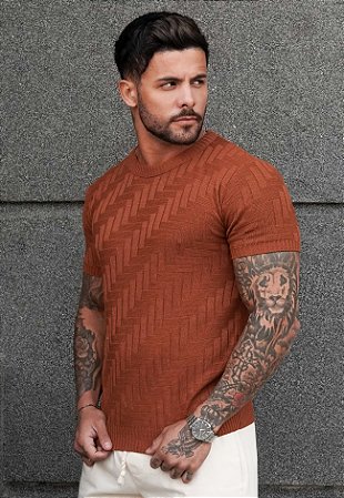 Blusa Tricot Texturizada Terracota