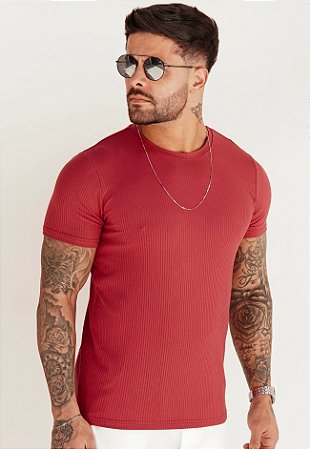 Camiseta Algodão Canelado Coral