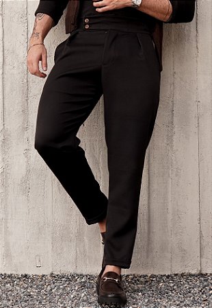 Calça Alfaiataria Ajuste Lateral Preta