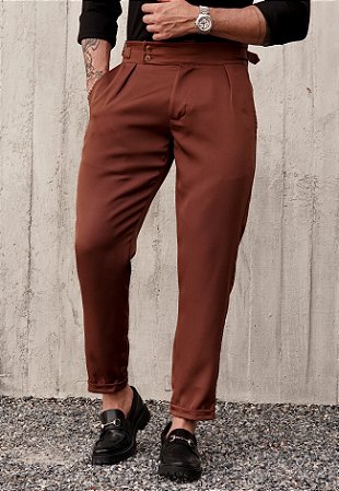 Calça Alfaiataria Ajuste Lateral Marrom Chocolate (Alta demanda – leia a descrição)