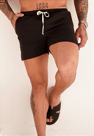 Mini Shorts Linho Preto