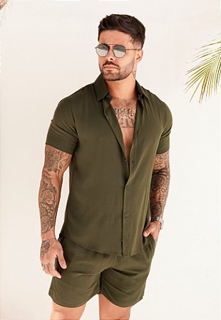 Conjunto Viscolinho Verde Militar