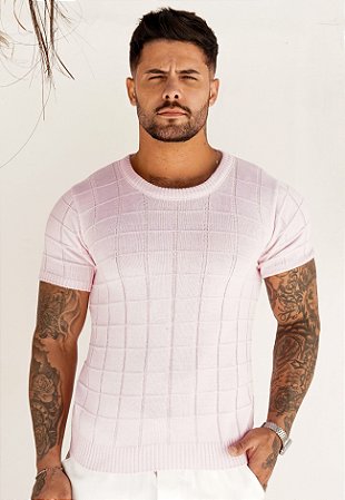 Camiseta Tricot Texturizada Rosa Bebê