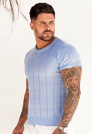 Camiseta Tricot Texturizada Azul Bebê
