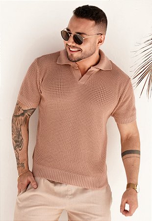 Blusa Polo Tricot Bege