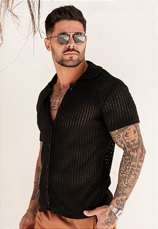 Camisa Polo Tricot Preta
