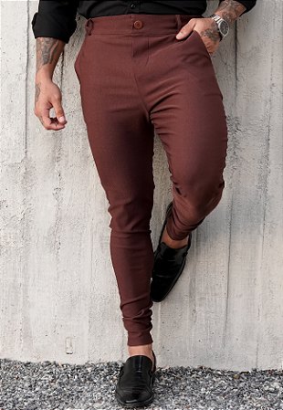 Calça Alfaiataria Skinny Marrom Chocolate
