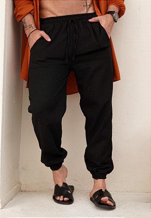 Calça Jogger Linho Preta