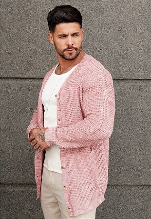 Cardigan Tricot Mousse Rosa Bebê