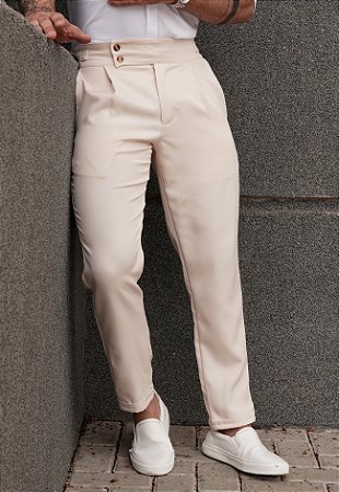 Calça Alfaiataria Ajuste Lateral Bege