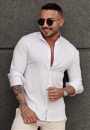 Camisa Gola Padre Acetinada Branca