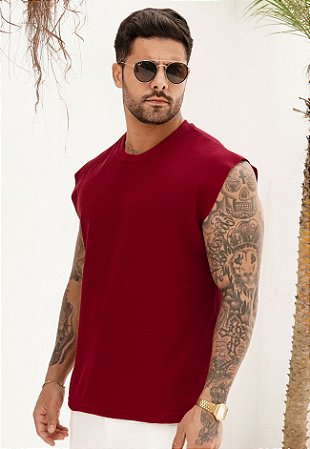 Regata Machão Texturizada Vermelho Marsala