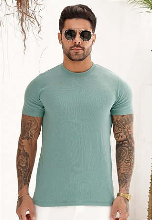 Camiseta Texturizada Verde Água
