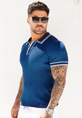 Camiseta Tricot Bicolor Azul