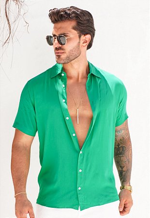 Camisa Viscolinho Verde Bandeira