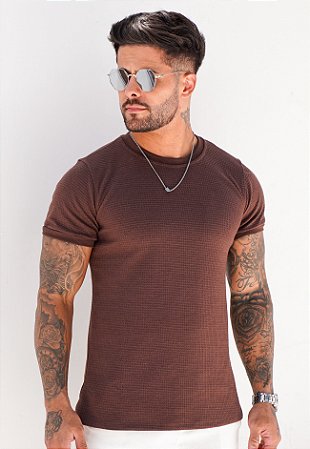Camiseta Texturizada Marrom Café