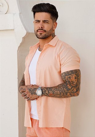 Camisa Linho Salmão