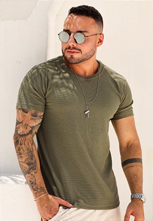 Camiseta Texturizada Verde Musgo