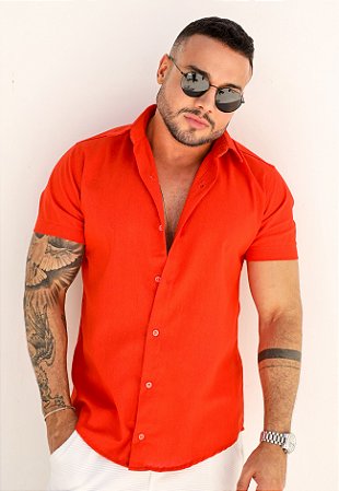 Camisa Linho Laranja
