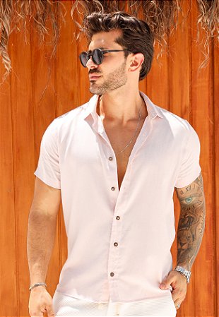 Camisa Viscolinho Rosa Bebê