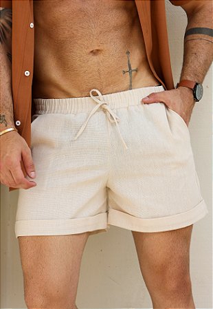 Shorts Barra Italiana Linho Areia