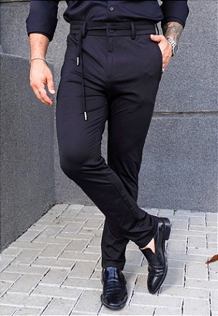 Calça Alfaiataria Poliamida Preta