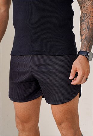 Shorts Canelado Preto