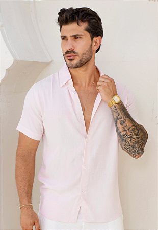 Camisa Viscolinho Rosa Bebê