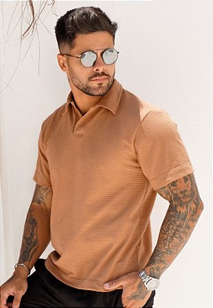 Camiseta Polo Texturizada Caramelo