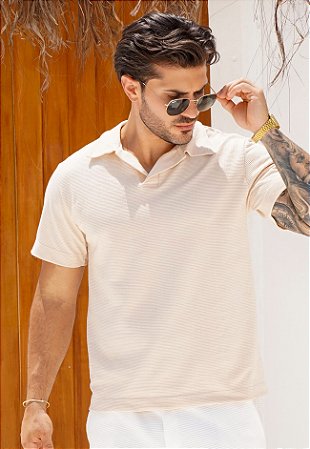 Camiseta Polo Texturizada Cru