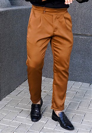 Calça Alfaiataria Ajuste Lateral Caramelo
